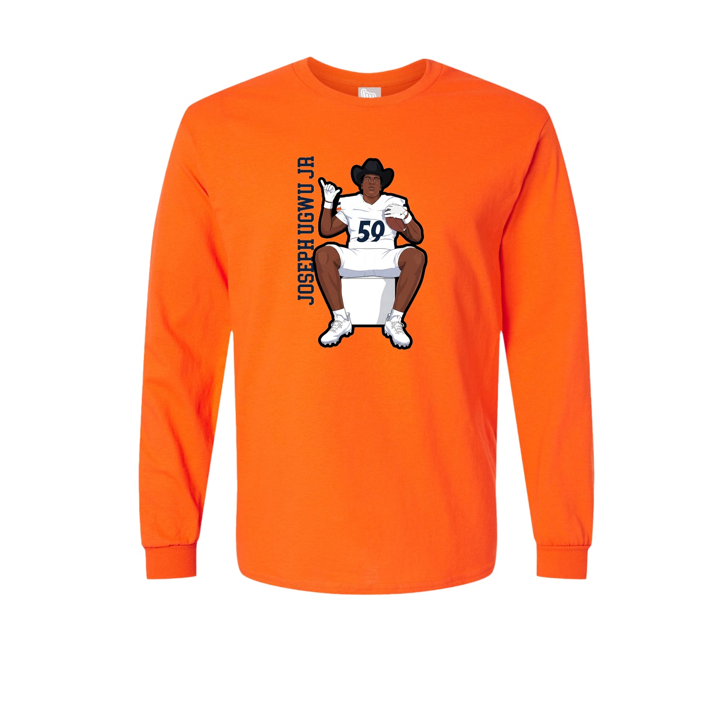 Long Sleeve Tee — Name Vertical in Orange
