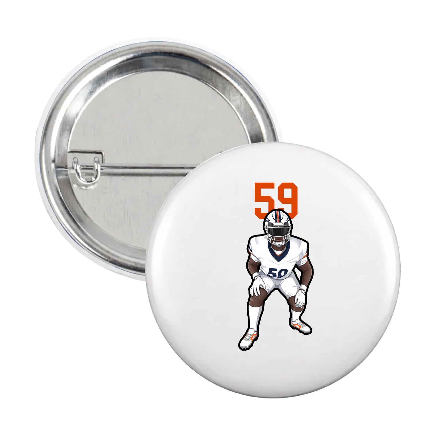 Game Day Button — Number Top in White