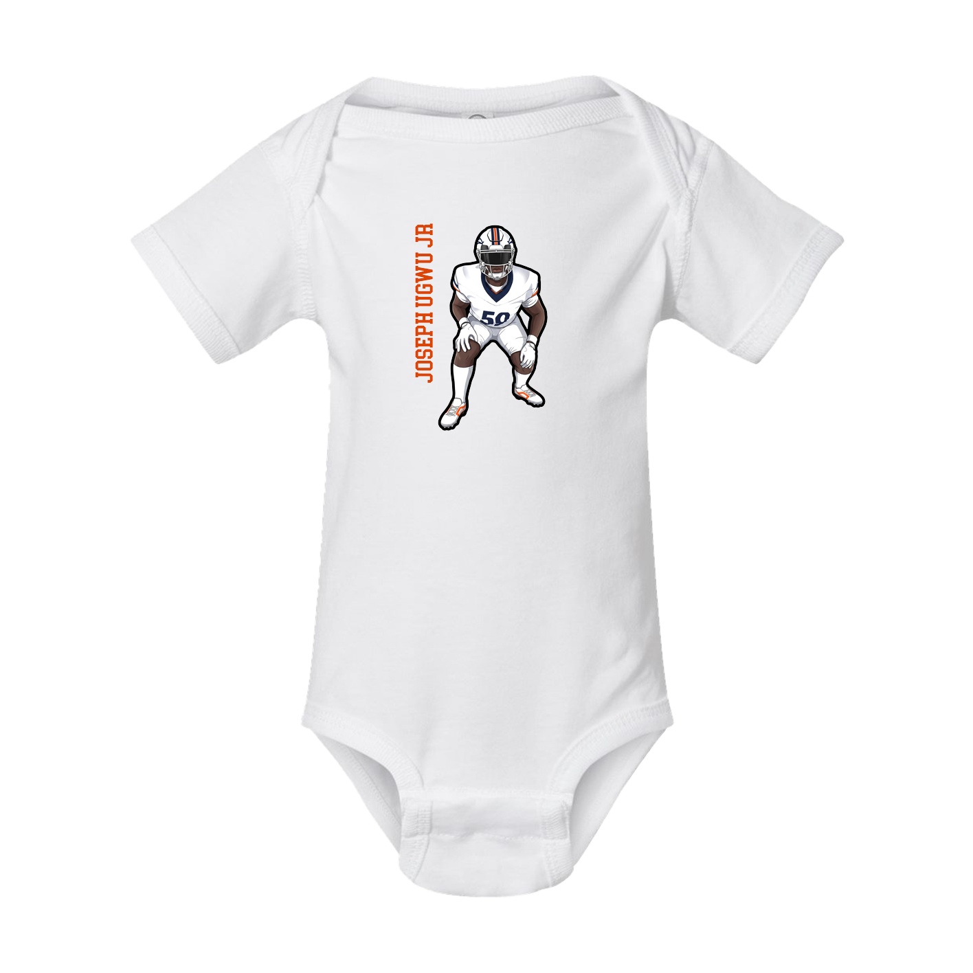 Baby Onesie — Name Vertical in White