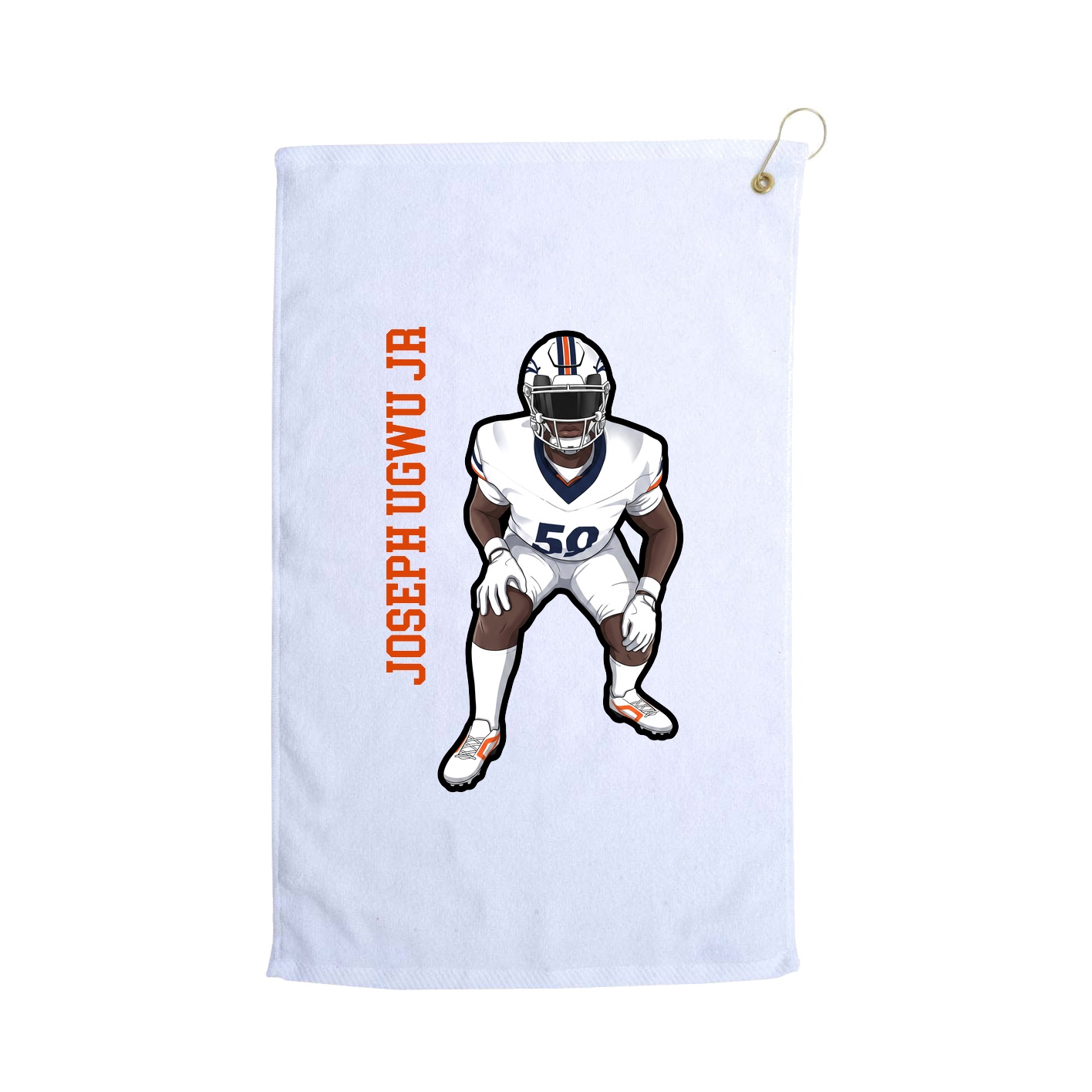 Golf Towel — Name Vertical in White