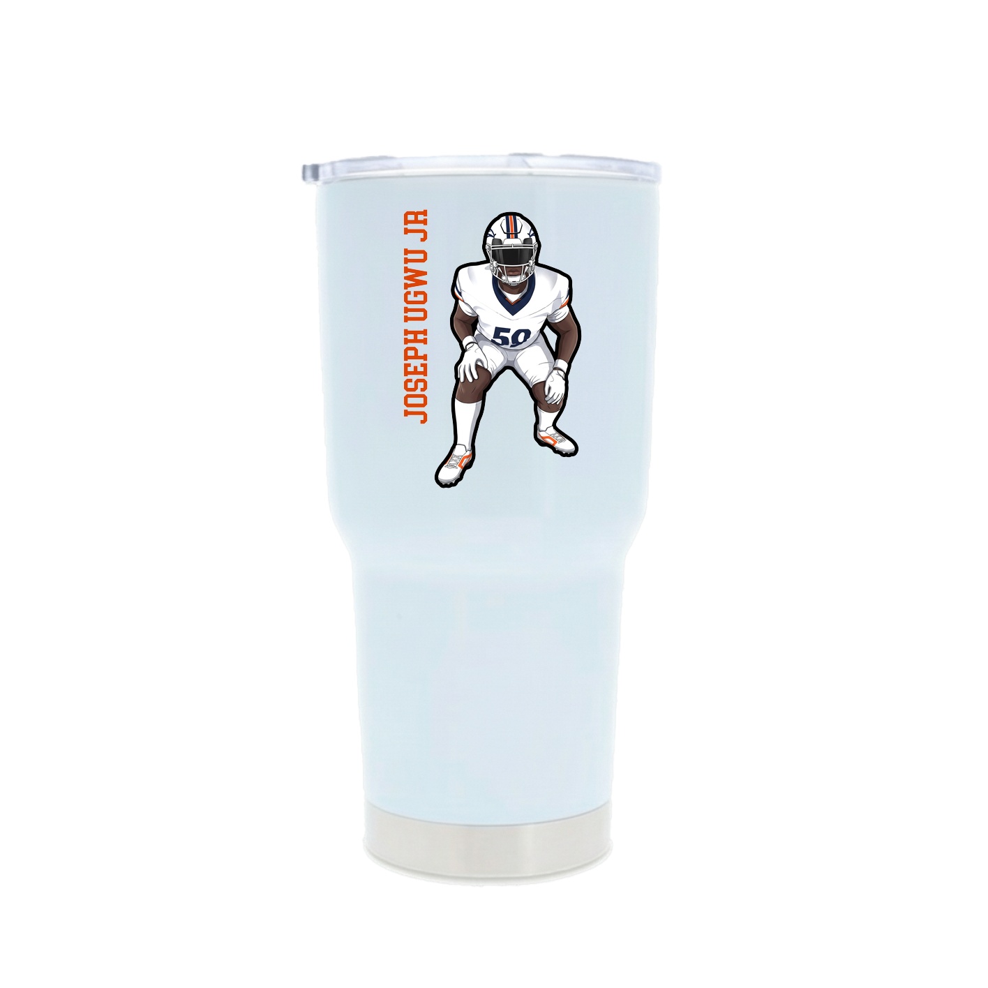 30oz Stainless Steel Tumbler — Name Vertical in White