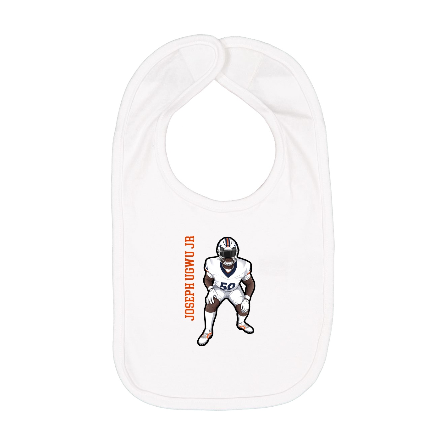 Infant Bib — Name Vertical in White