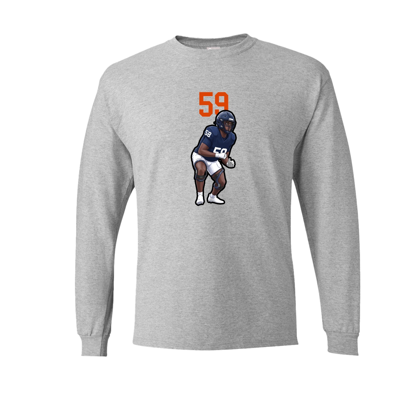Long Sleeve Tee — Number Top in Grey