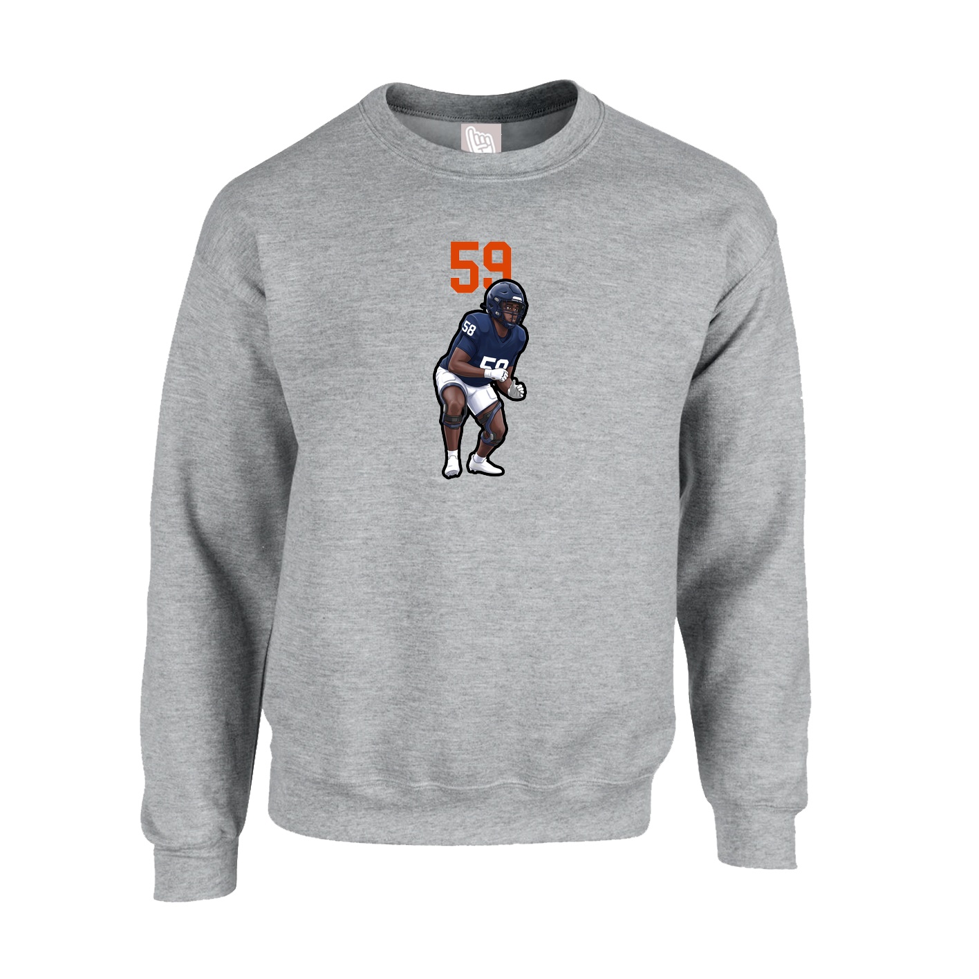 Fleece Crew — Number Top in Grey