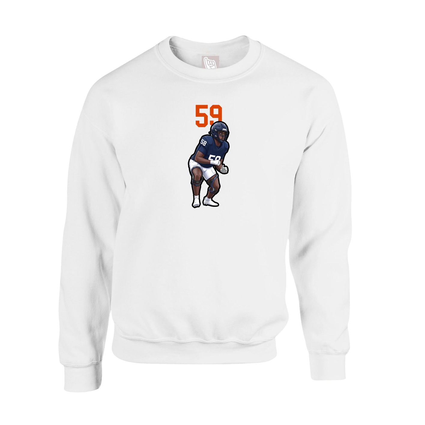 Fleece Crew — Number Top in White