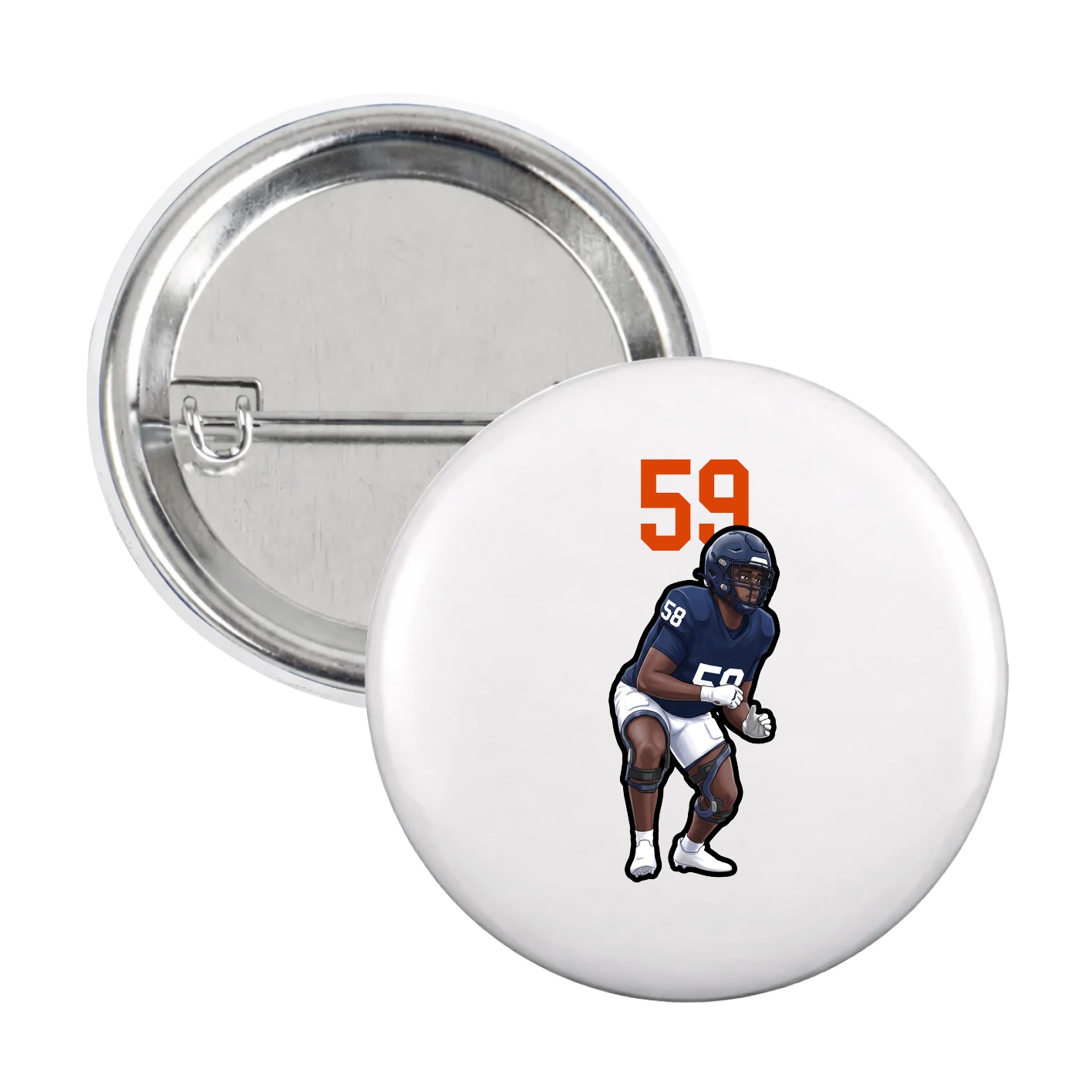 Game Day Button — Number Top in White
