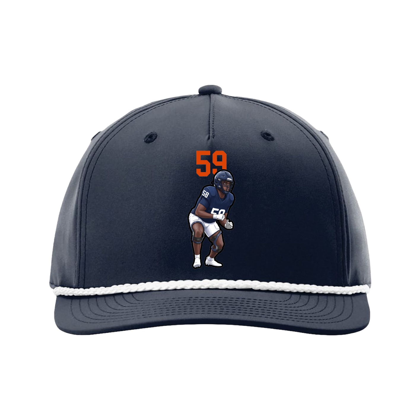 Five-Panel Classic Rope Cap — Number Top in Navy