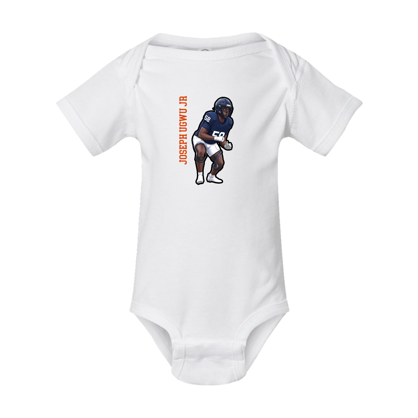 Baby Onesie — Name Vertical in White