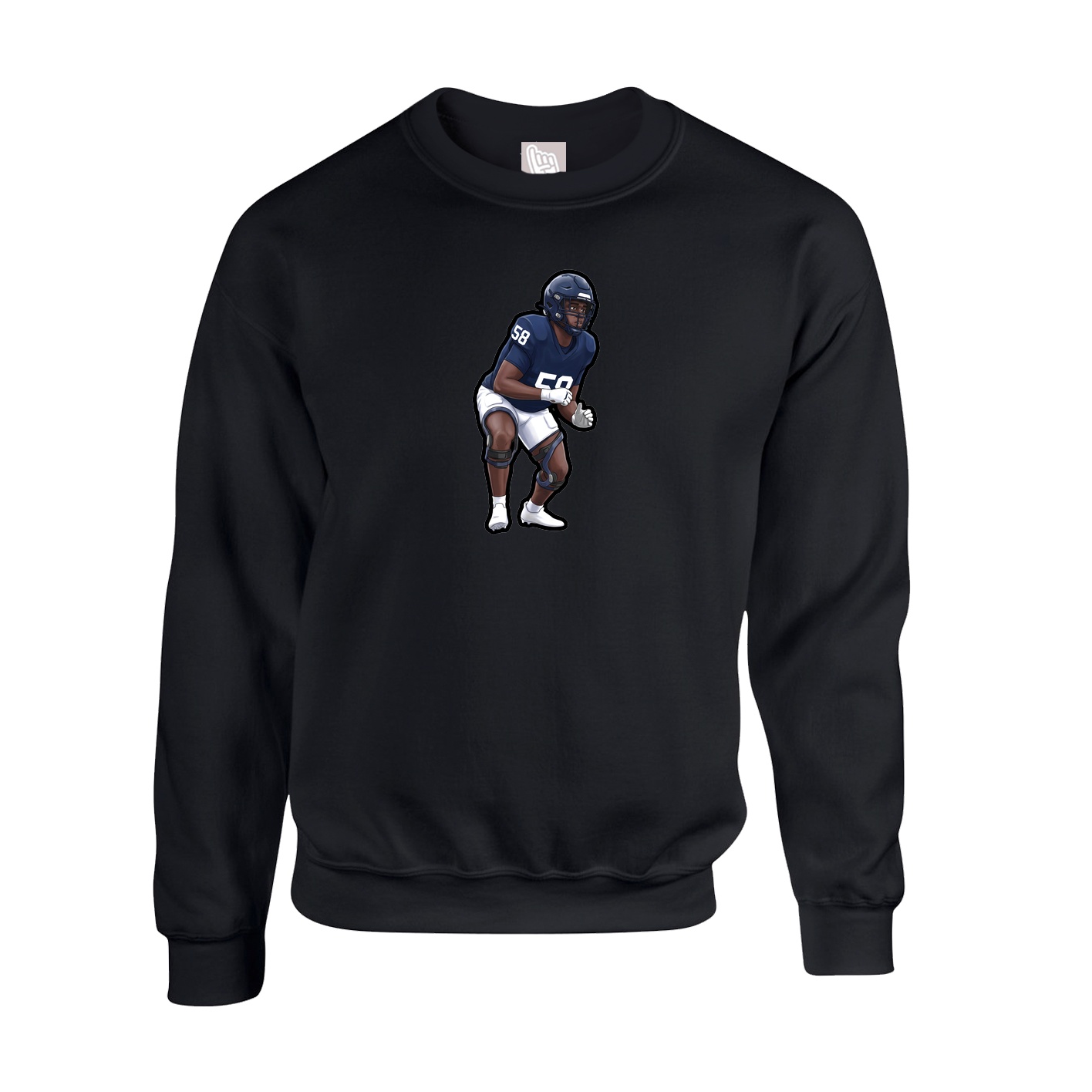 Fleece Crew — Name Vertical in Black