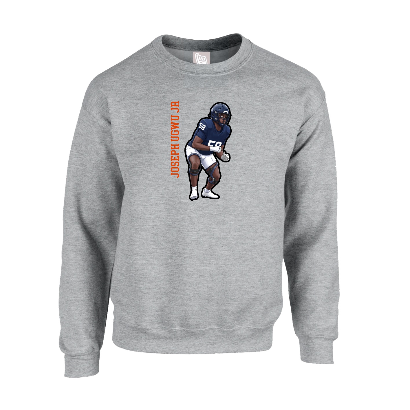 Fleece Crew — Name Vertical in Grey