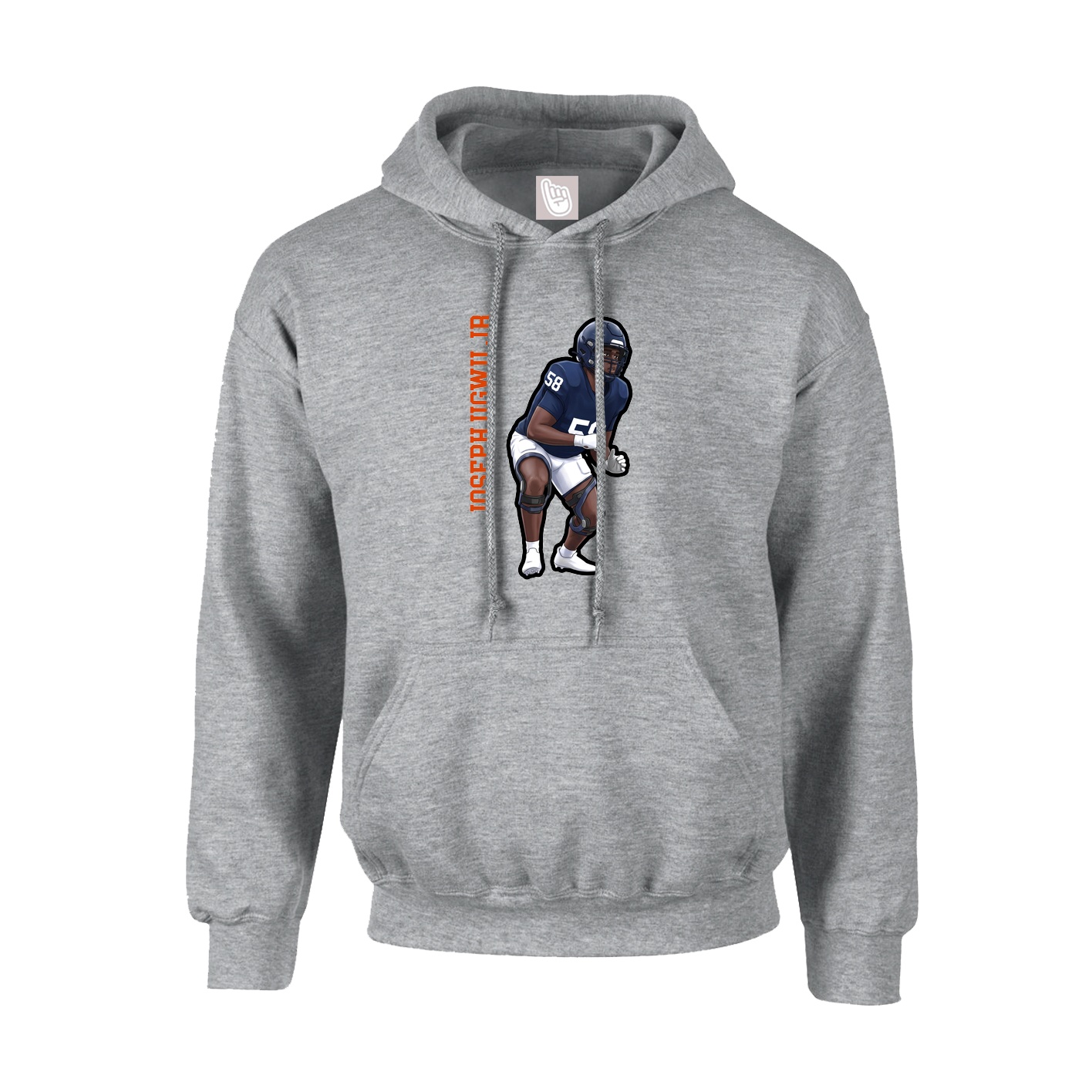 Youth Hoodie — Name Vertical in Grey