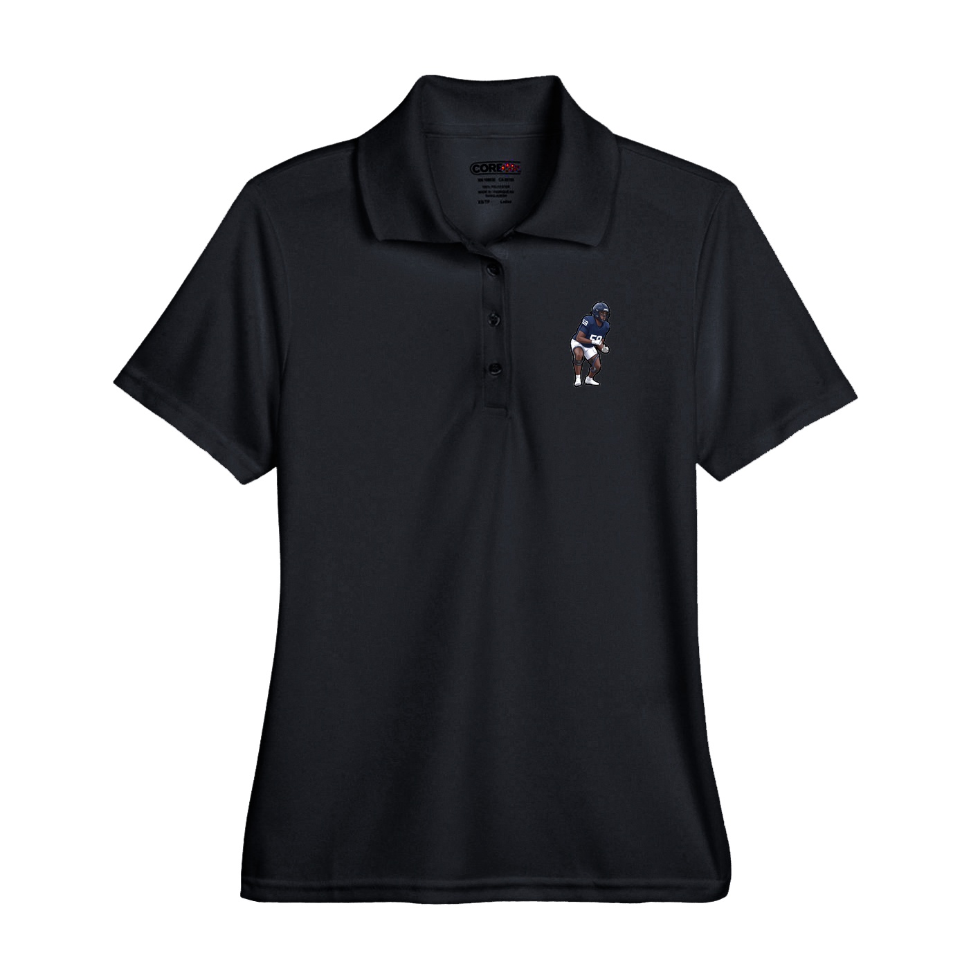 Performance Polo — Name Vertical in Black