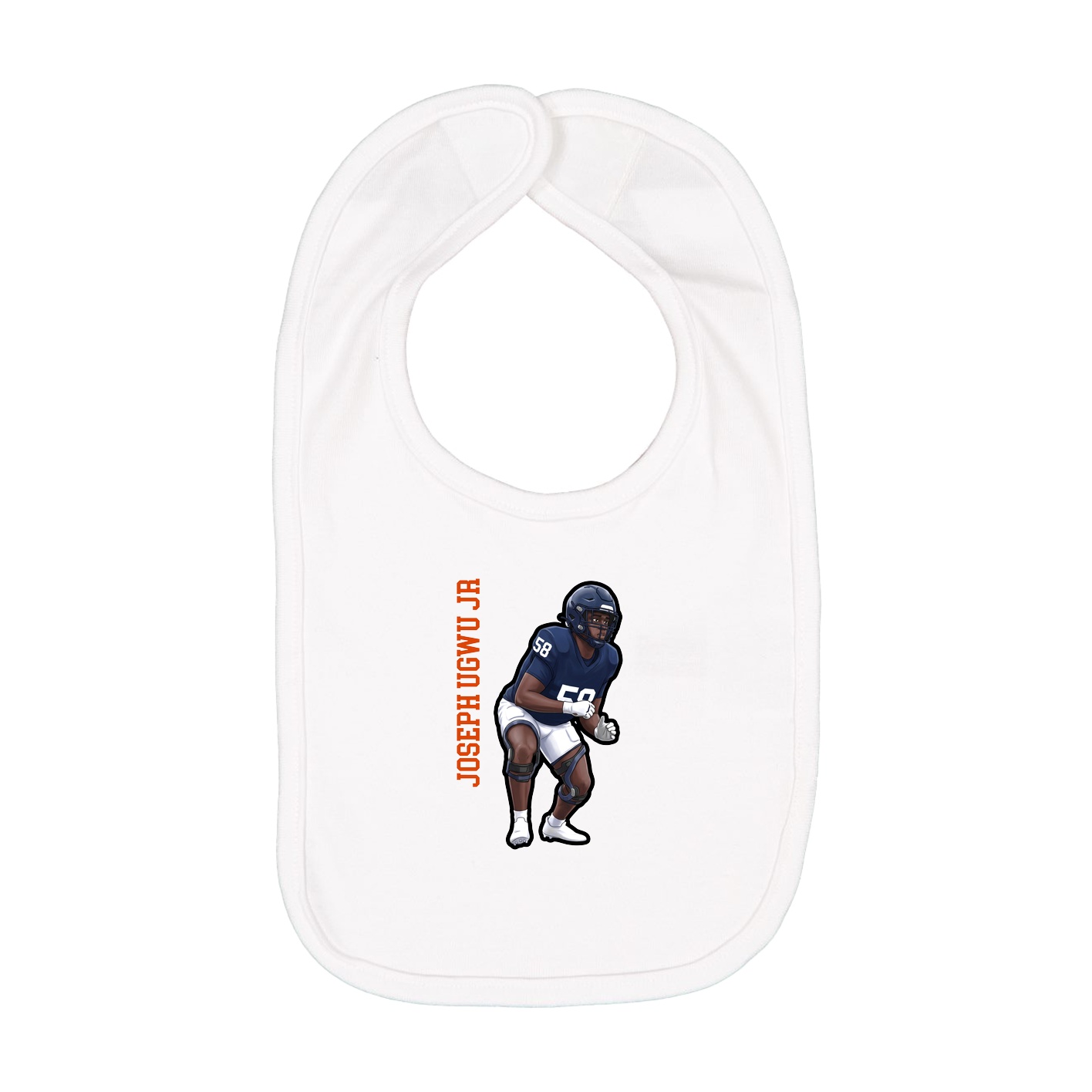 Infant Bib — Name Vertical in White