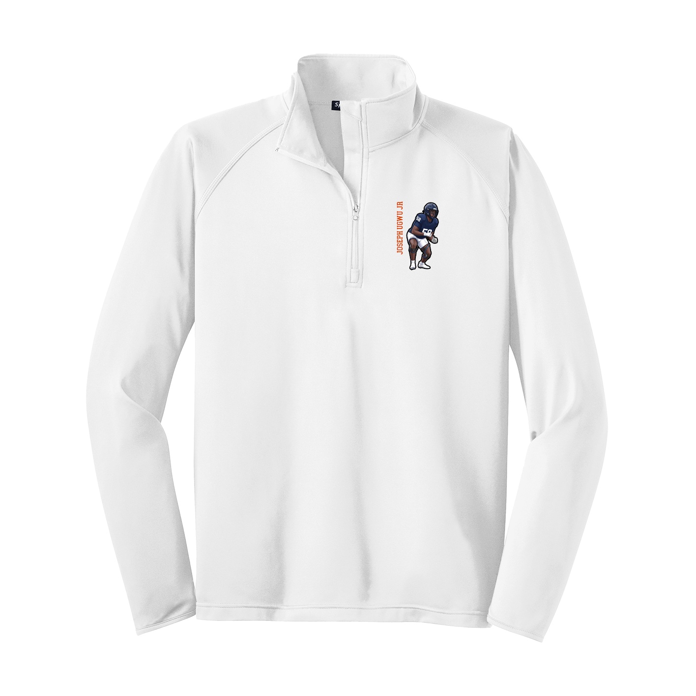 Q-Zip Pullover — Name Vertical in White