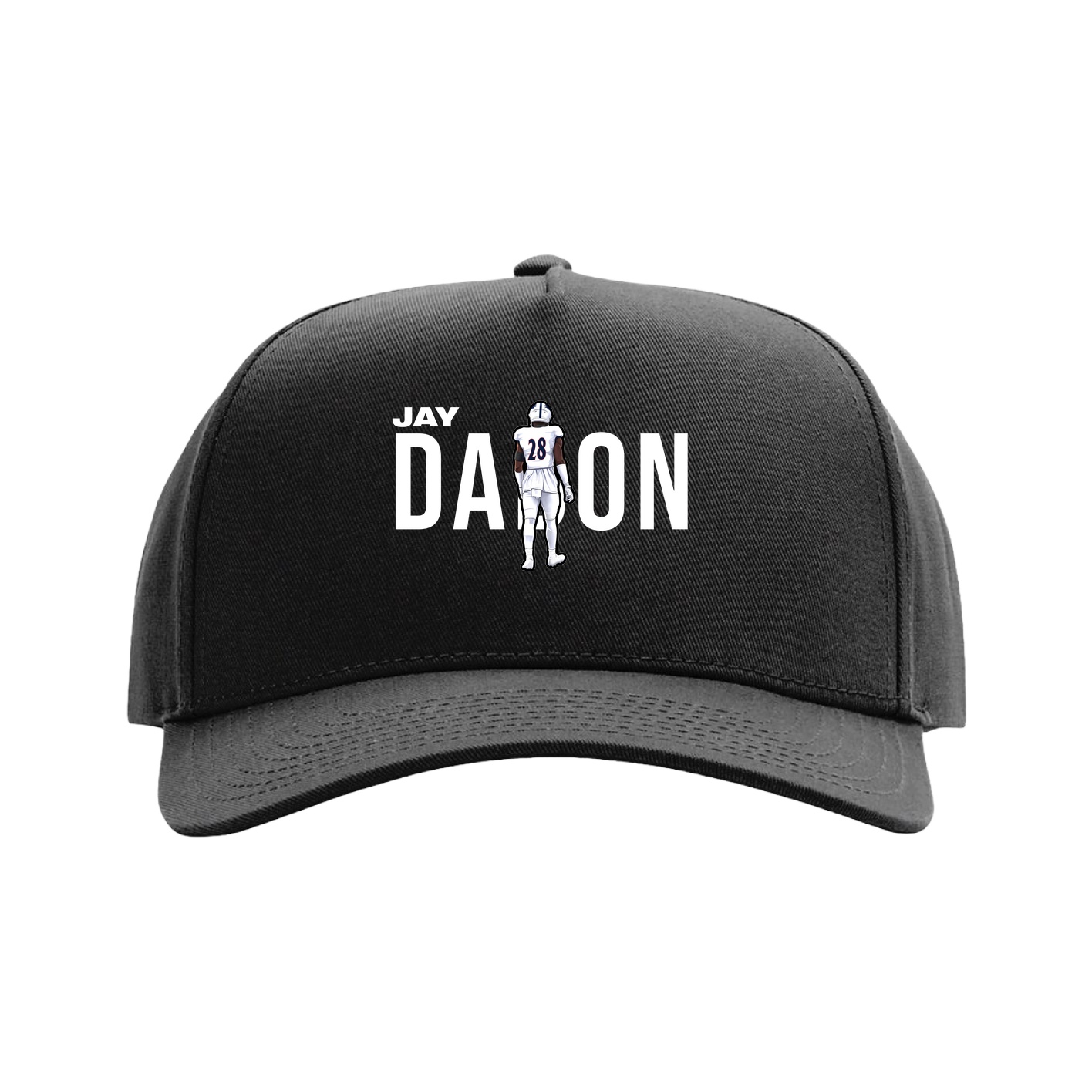 Full Fabric Five-Panel Champ Cap — Player Name in Black