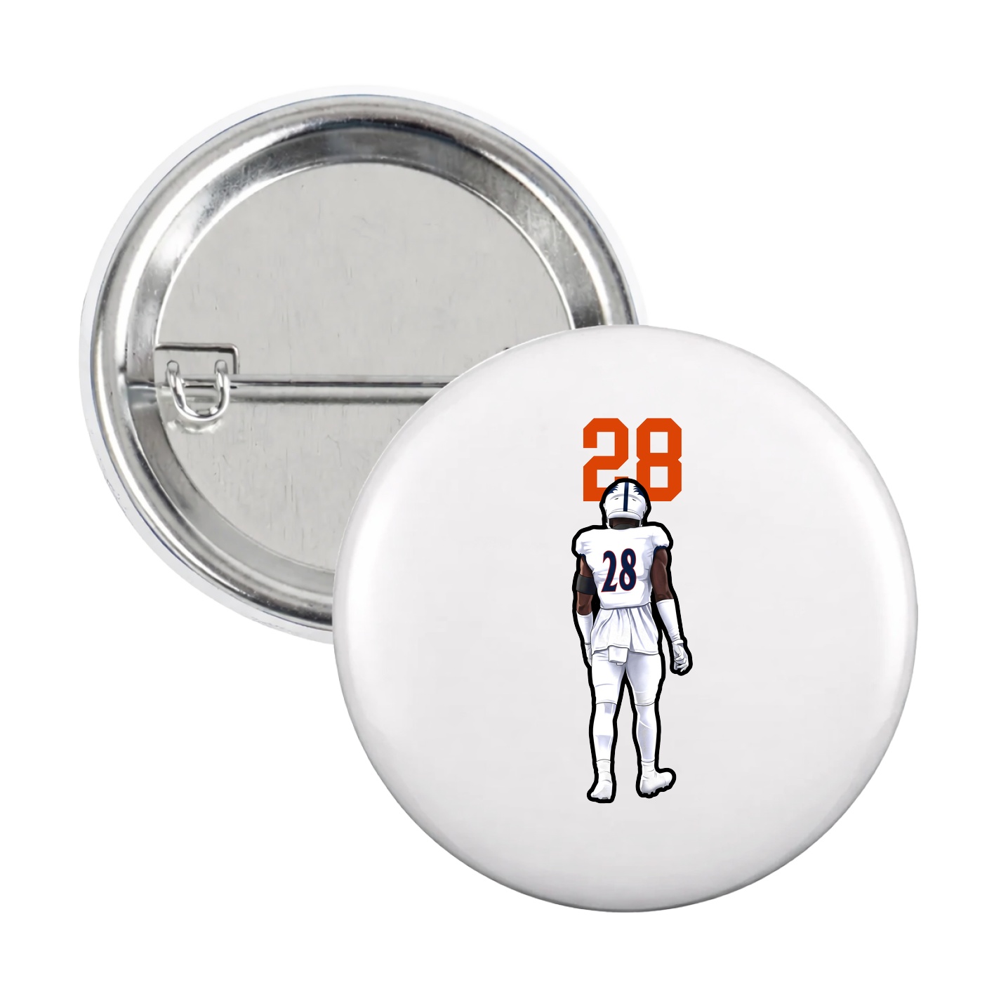 Game Day Button — Number Top in White