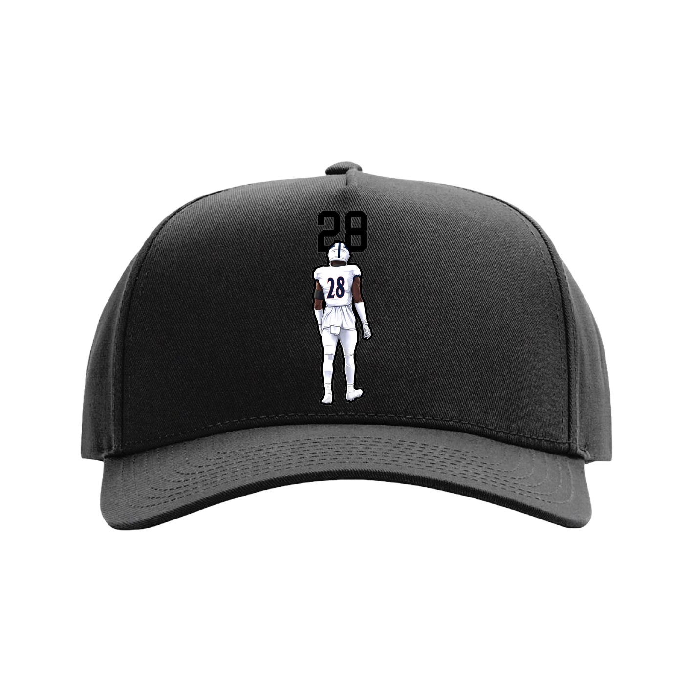 Full Fabric Five-Panel Champ Cap — Number Top in Black