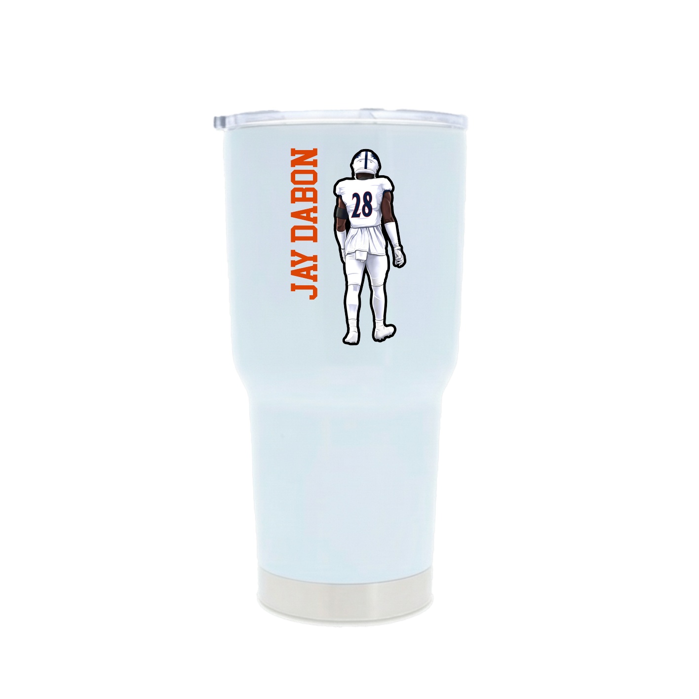30oz Stainless Steel Tumbler — Name Vertical in White