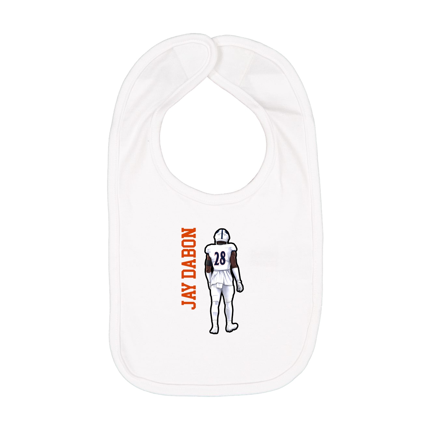 Infant Bib — Name Vertical in White