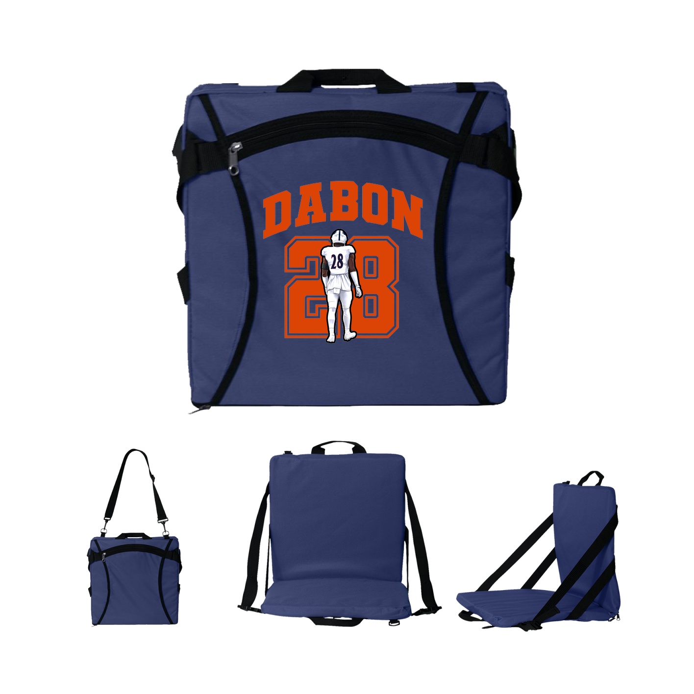 Folding Stadium Seat — Number in Navy