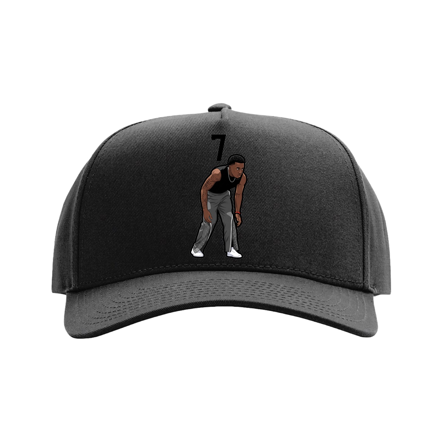 Full Fabric Five-Panel Champ Cap — Number Top in Black