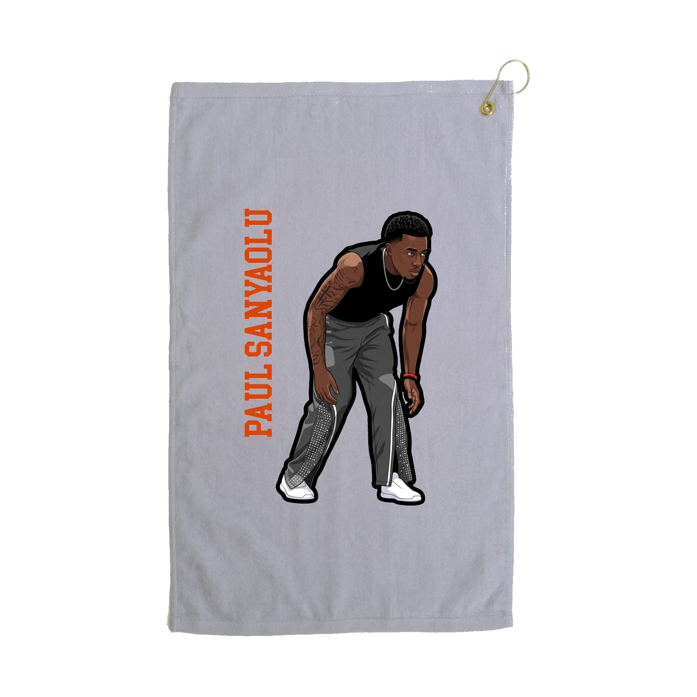Golf Towel — Name Vertical in Grey