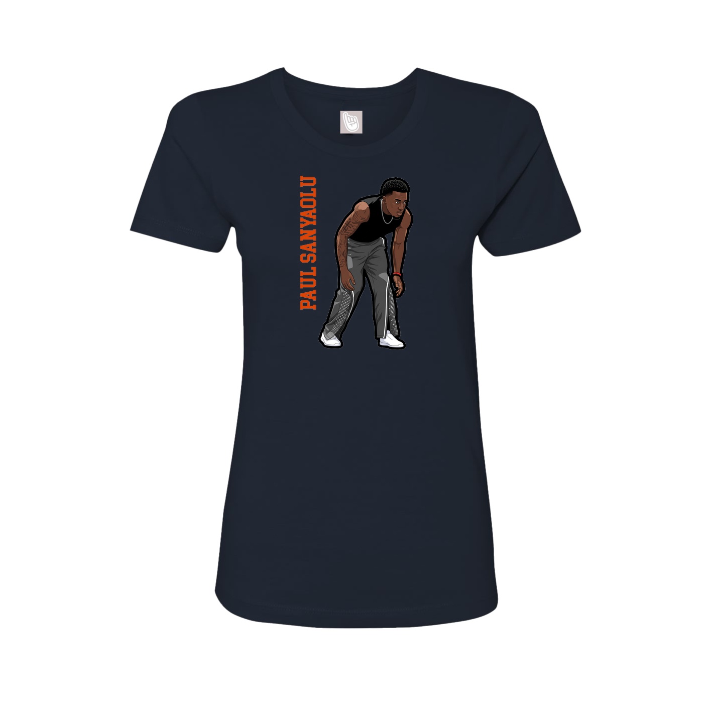 Fitted Women's Tee — Name Vertical in Navy