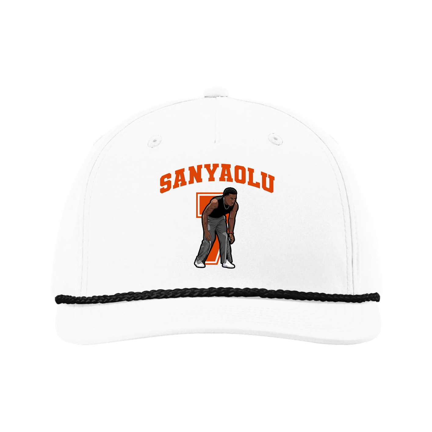 Five-Panel Classic Rope Cap — Number in White