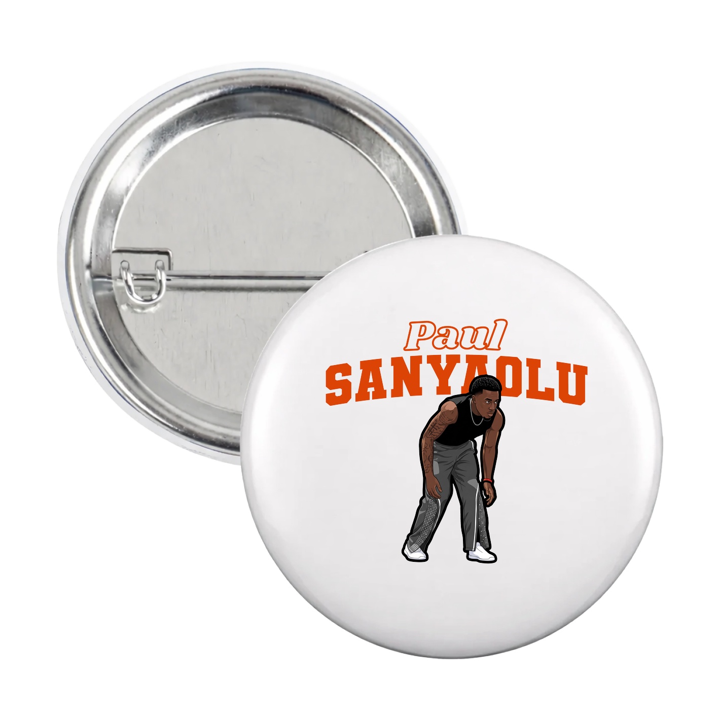 Game Day Button — Name Arch in White