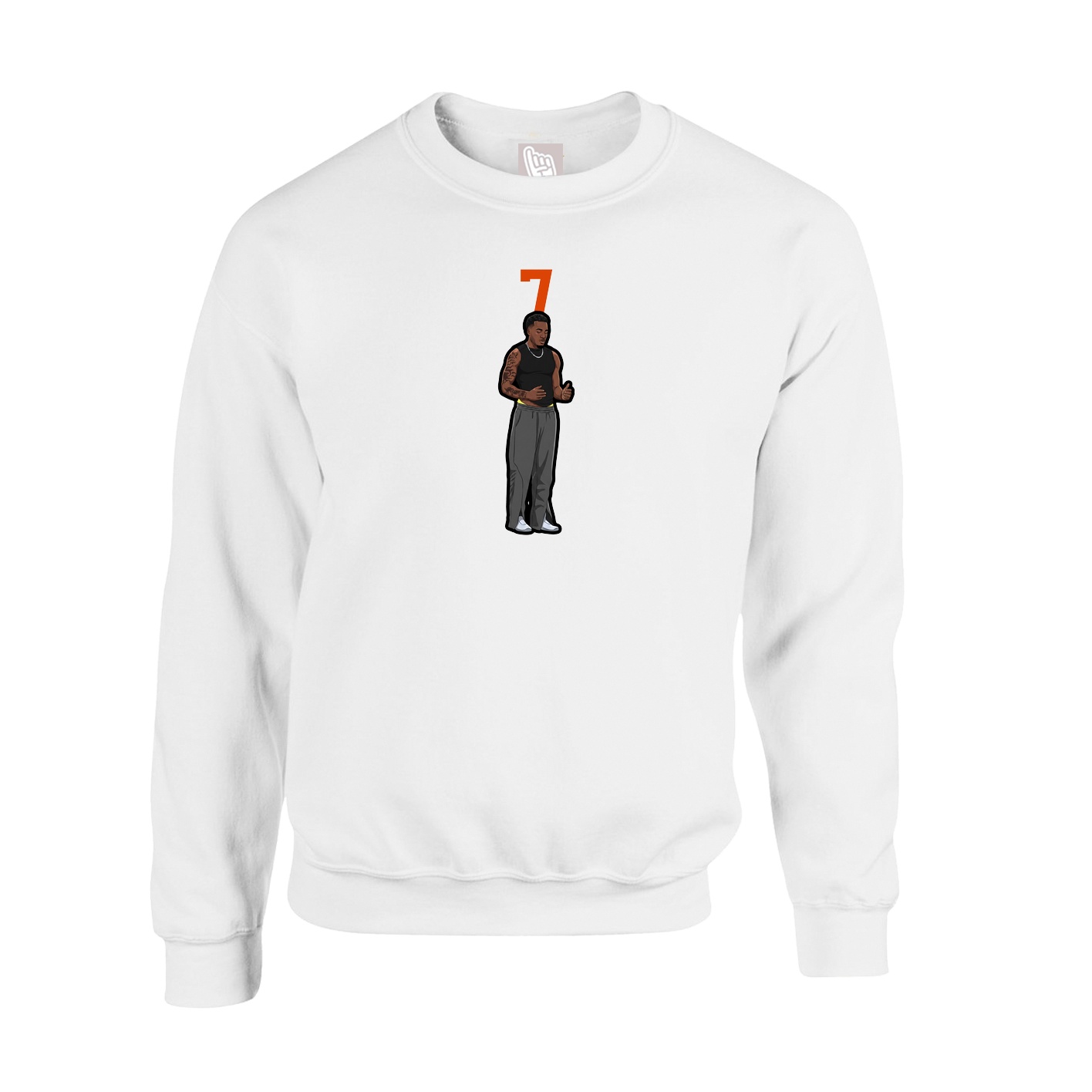 Fleece Crew — Number Top in White