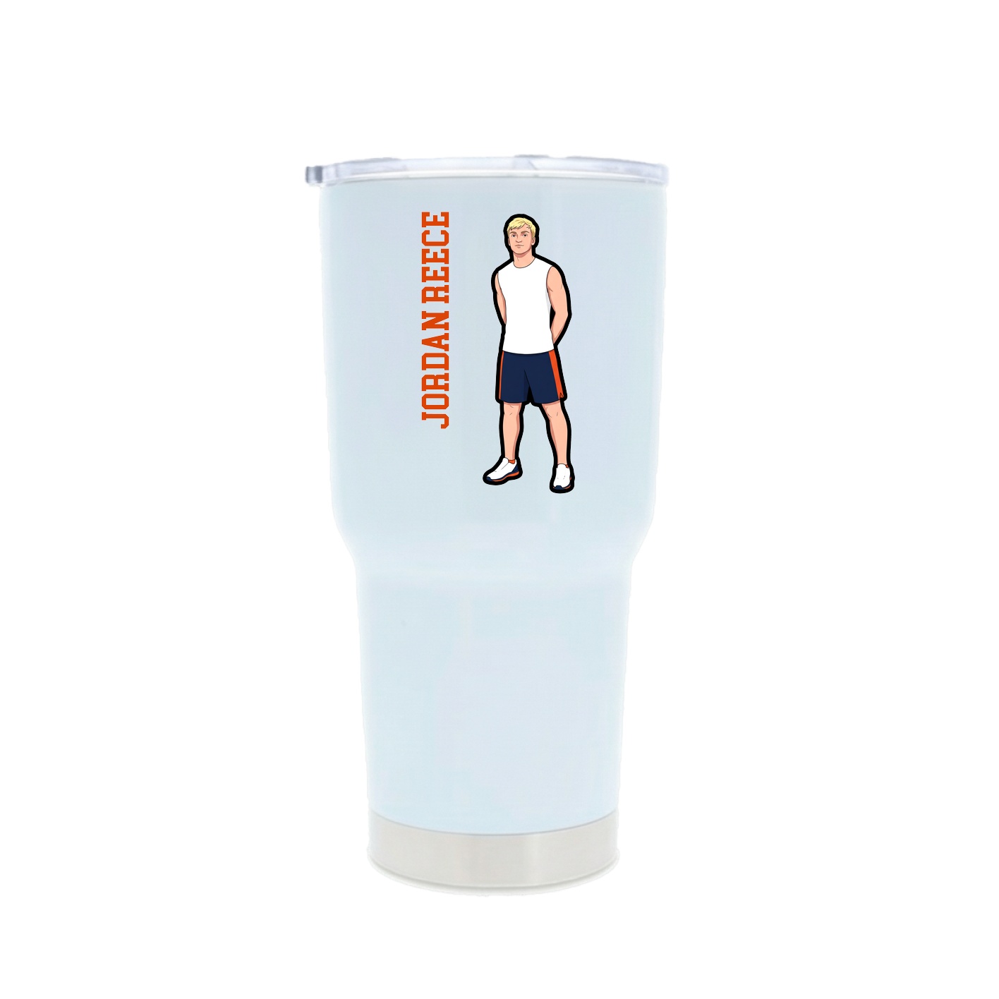 30oz Stainless Steel Tumbler — Name Vertical in White