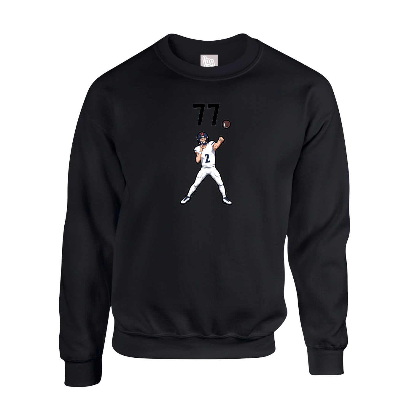Fleece Crew — Number Top in Black
