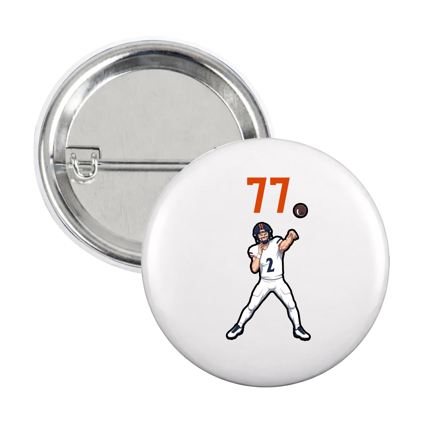 Game Day Button — Number Top in White
