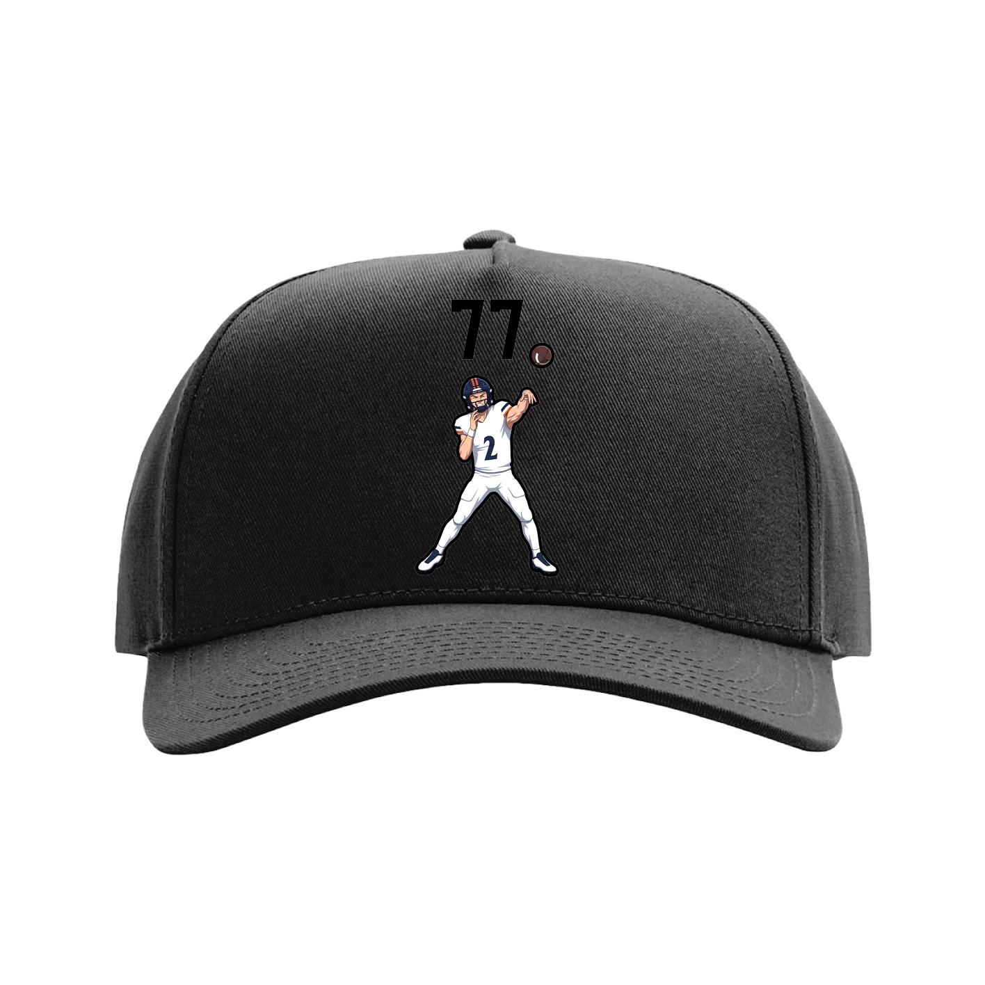 Full Fabric Five-Panel Champ Cap — Number Top in Black