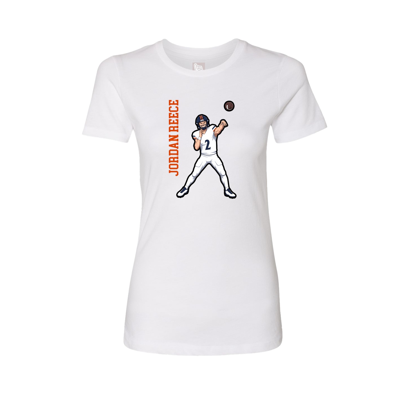 Fitted Women's Tee — Name Vertical in White