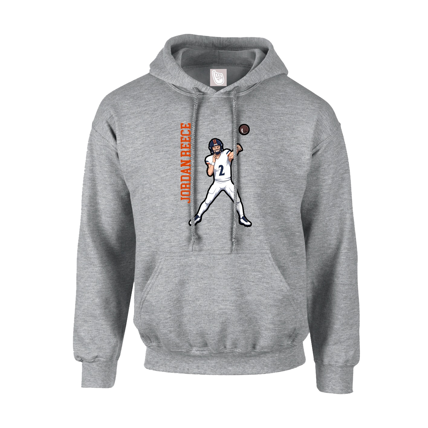 Hoodie — Name Vertical in Grey