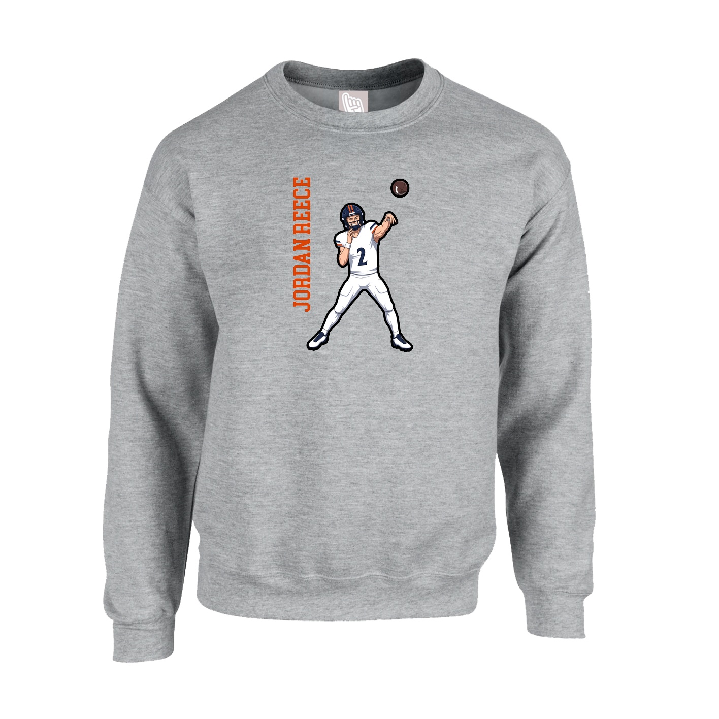 Fleece Crew — Name Vertical in Grey