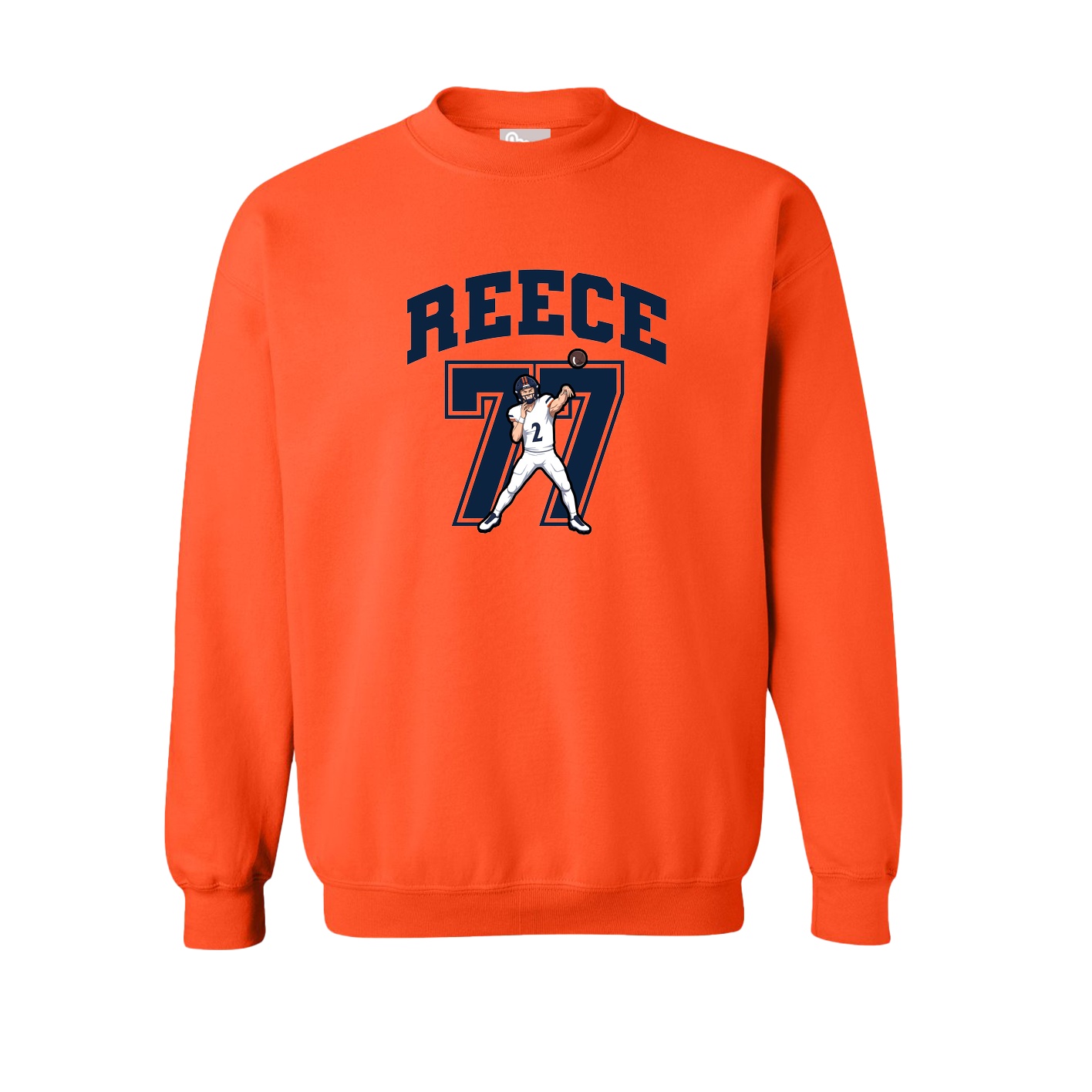 Fleece Crew — Number in Orange
