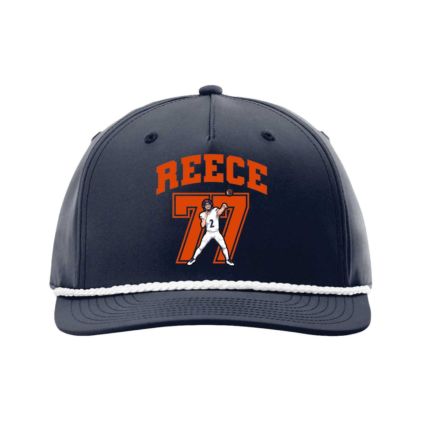 Five-Panel Classic Rope Cap — Number in Navy