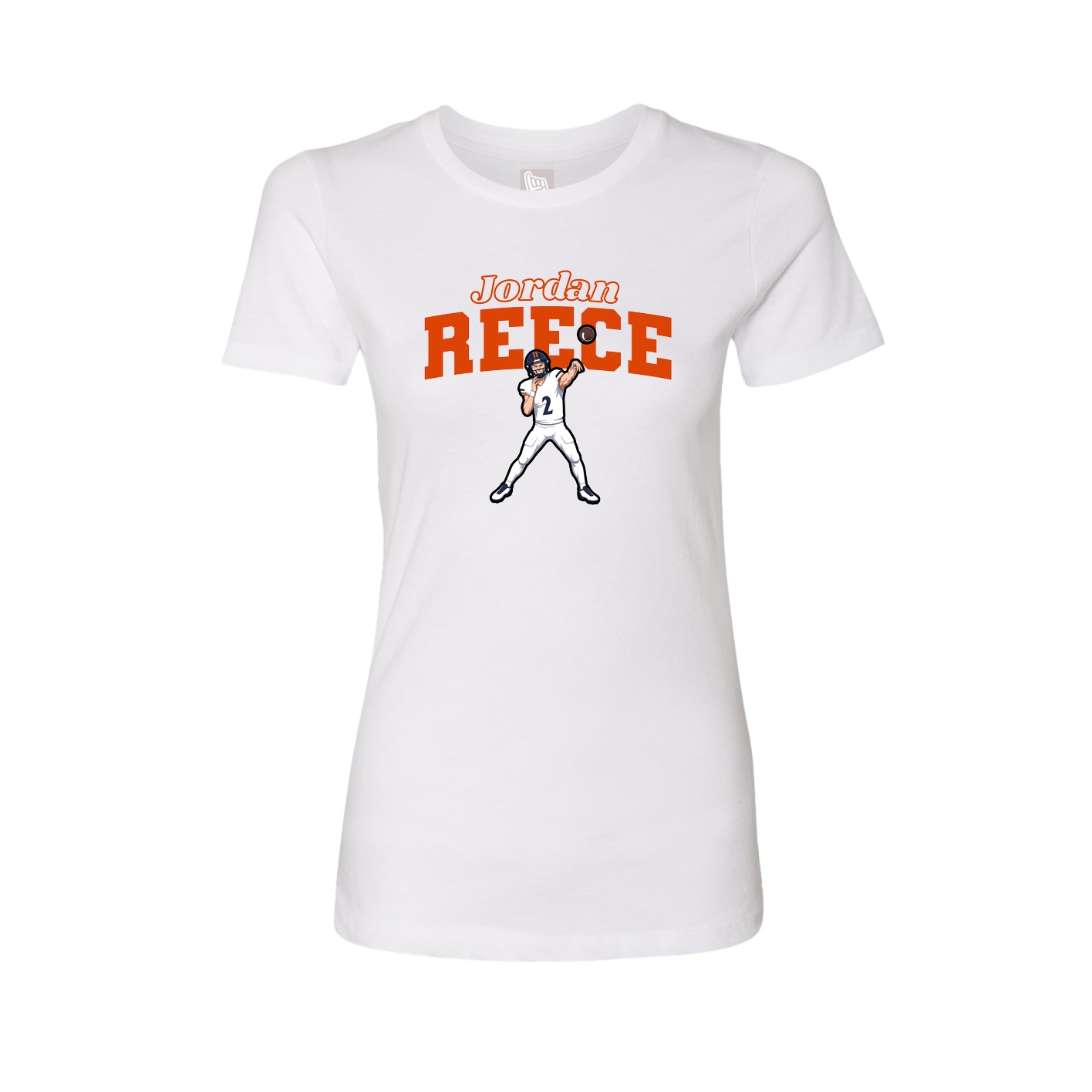 Fitted Women's Tee — Name Arch in White