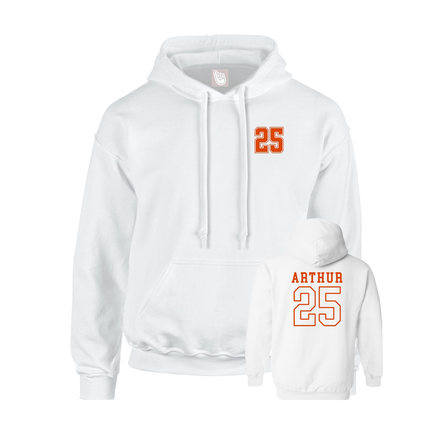 Youth Hoodie — Chest Back in White