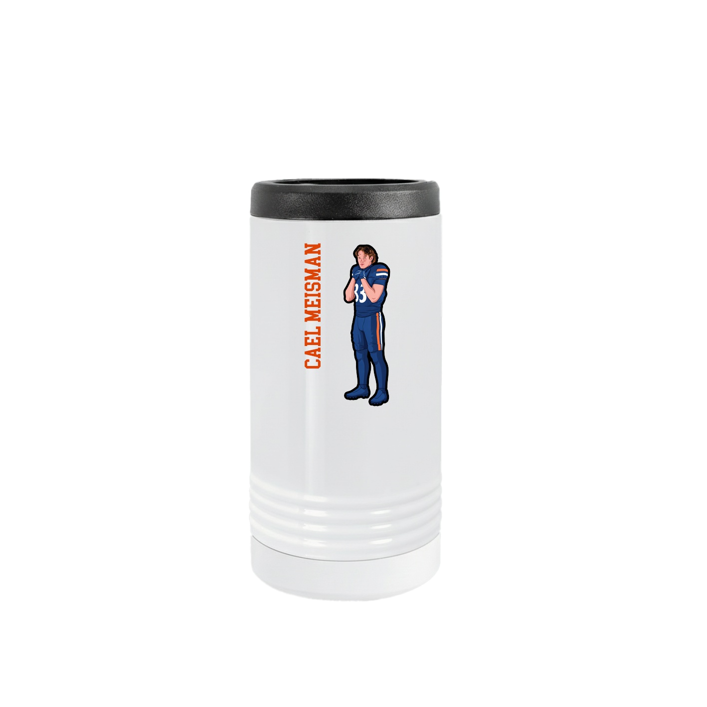 Slim Beverage Holder — Name Vertical in White