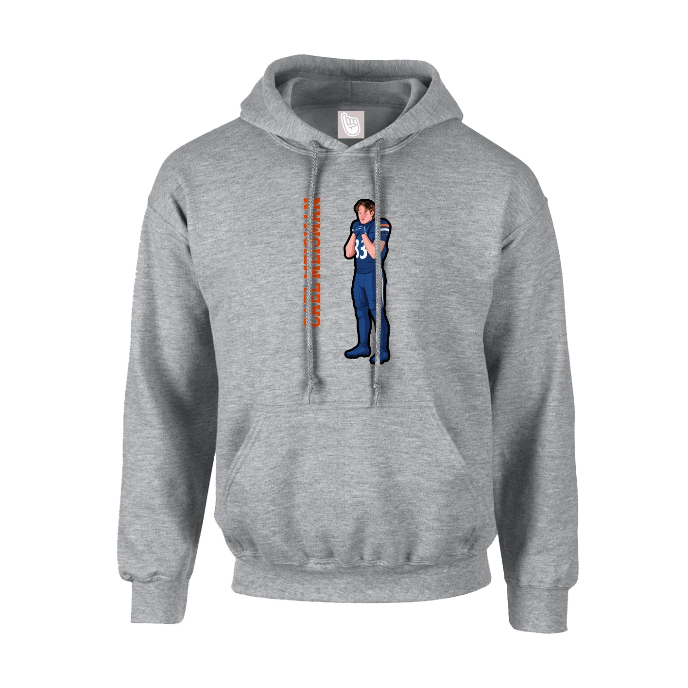 Hoodie — Name Vertical in Grey