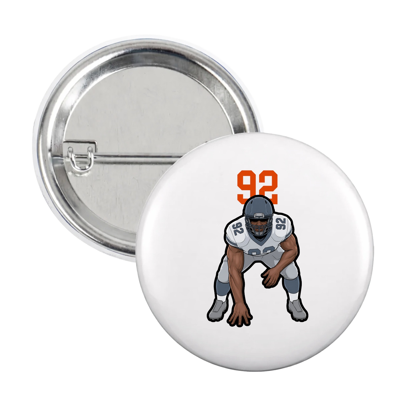 Game Day Button — Number Top in White