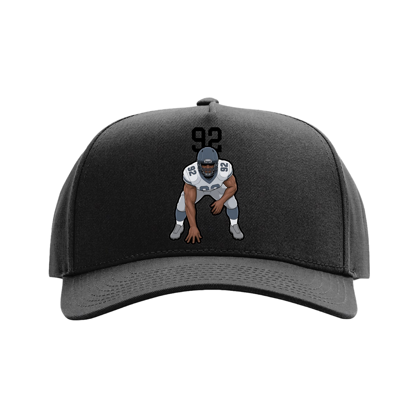 Full Fabric Five-Panel Champ Cap — Number Top in Black
