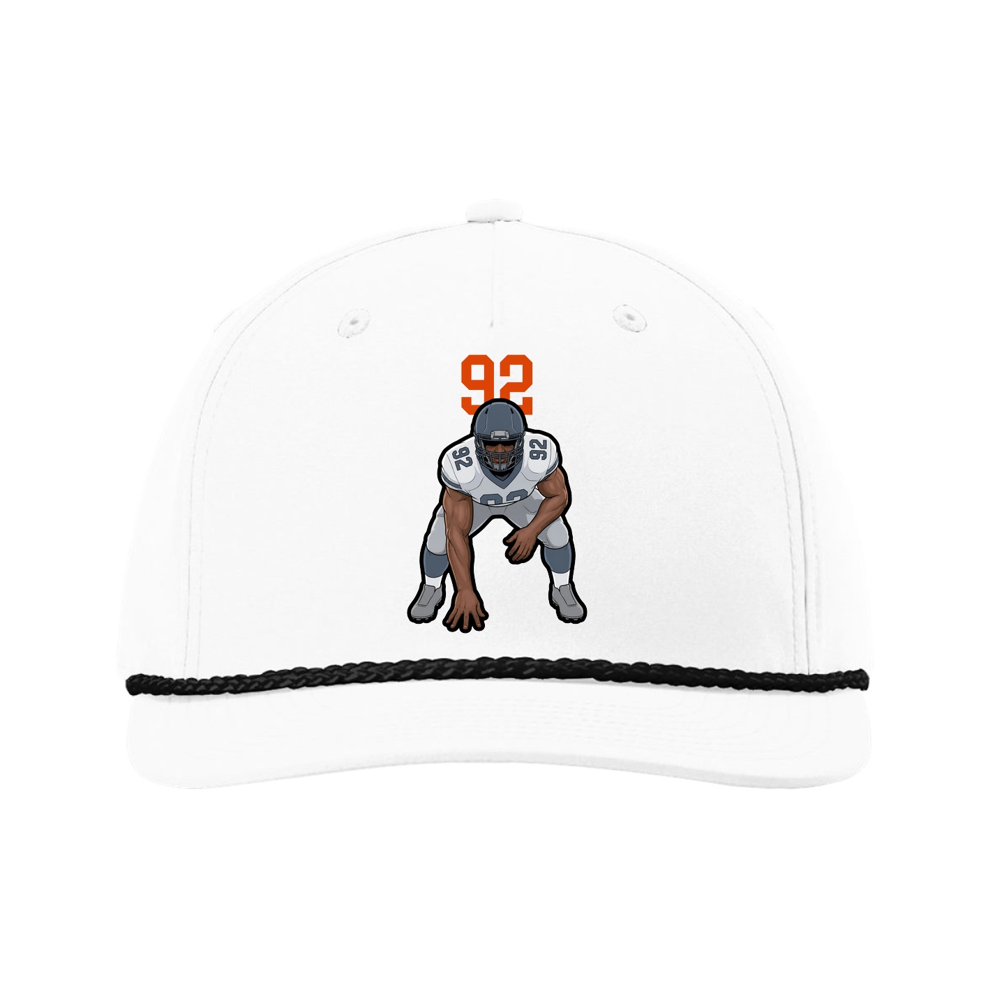 Five-Panel Classic Rope Cap — Number Top in White