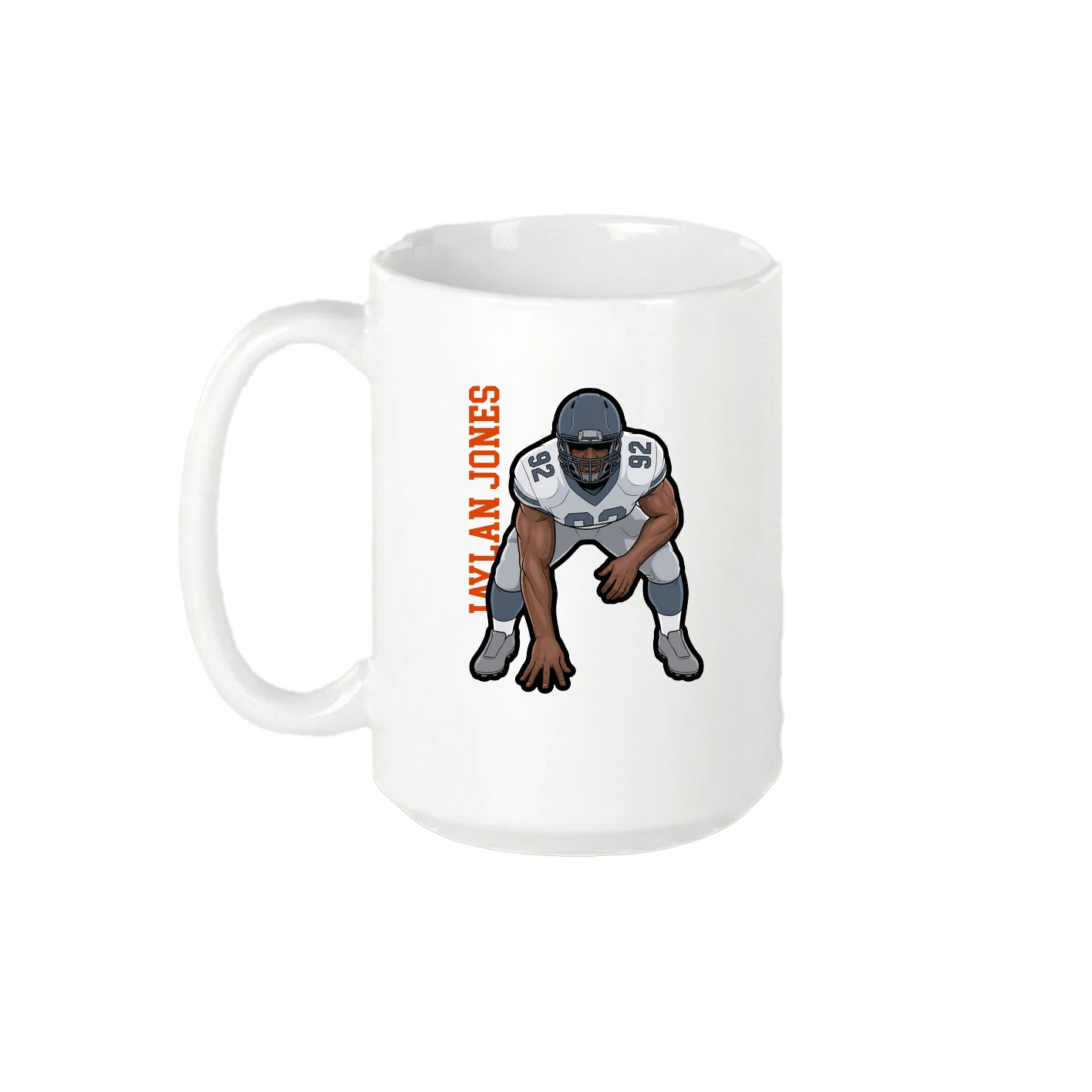 15oz Coffee Mug — Name Vertical in White