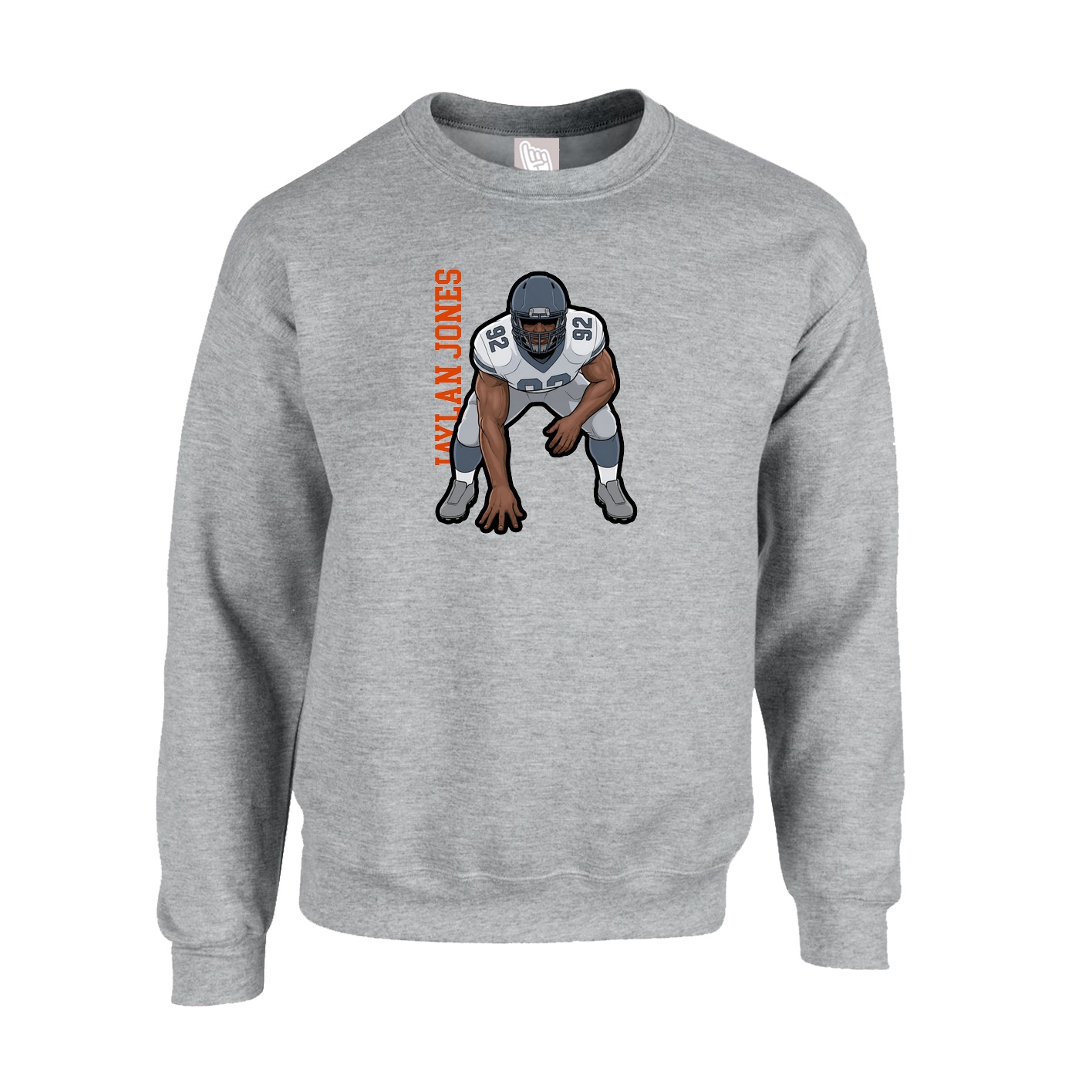Fleece Crew — Name Vertical in Grey