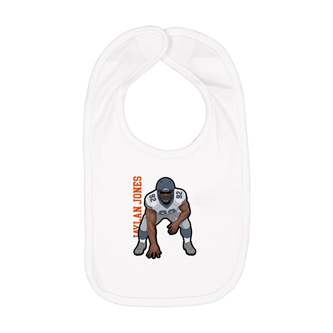Infant Bib — Name Vertical in White