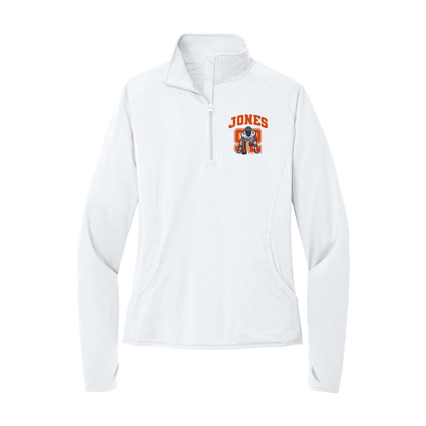 Women's Q-Zip Pullover — Number in White